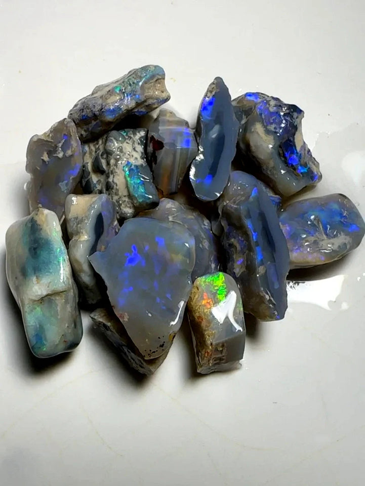 Lightning Ridge Rough Opal Parcel 108cts Cutters Select Black & Dark colourful material to cut 21x16x8mm to 10x8x7mm WAA76