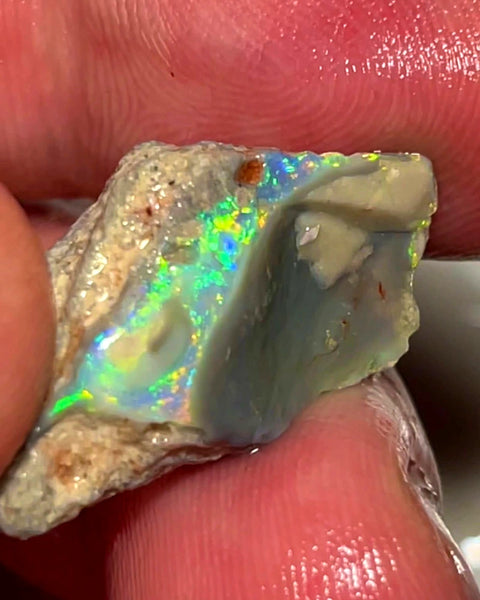 Lightning Ridge Rough Opal Dark Base Untouched Seam 13.5cts High Grade Bright Multifires in stunning bar 29x14x8mm WAC08