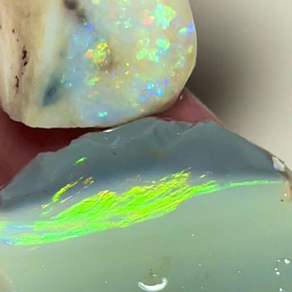 Lightning Ridge Rough / Rub Seam opal Big Sized Miners Bench® 44cts Bright M Fires 28x26x7 & 17x16x8 mm NSA013