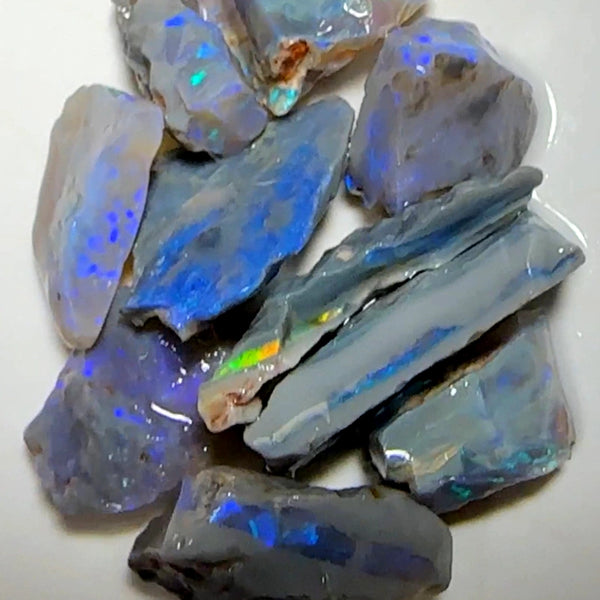 Lightning Ridge Rough Big Thick  Dark Seams Opal Parcel 70cts Lots of Potential & Cutters Lots Bright colours & bars 25x8x4mm to 15x8x4mm WAB78