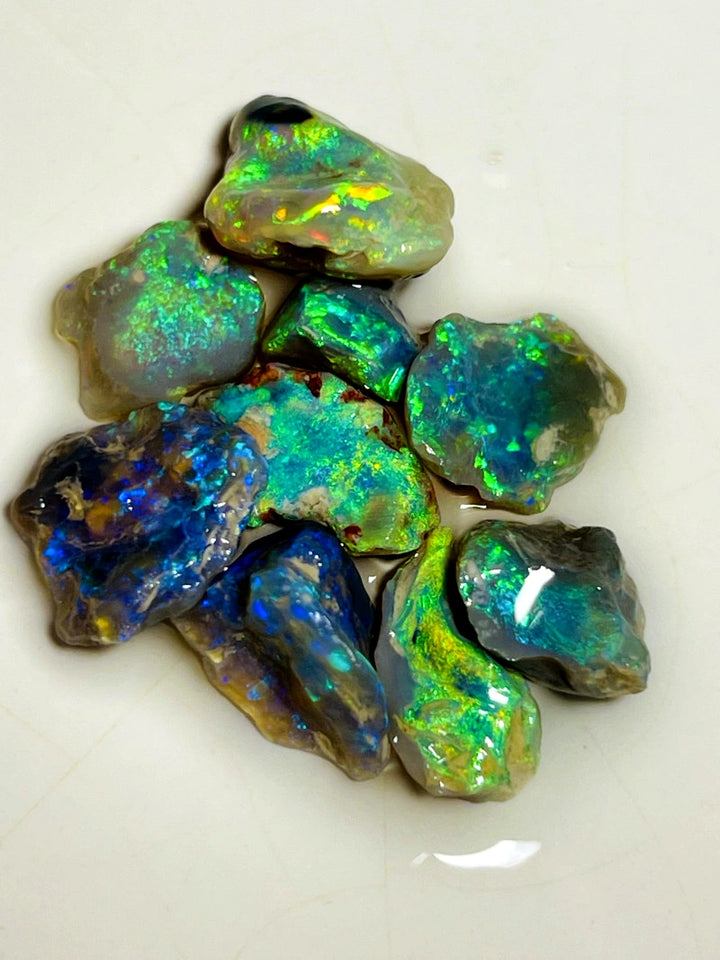 Lightning Ridge Rough Cutters Candy®  Dark & Crystal knobby Opal parcel 27cts Vibrant stunning & Gorgeous Bright Multifires & bars 17x13x8mm to 8x7x5mm WAC16