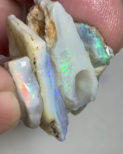 Lightning Ridge Rough Opal 63cts Semi Black Thick Seam stack Gorgeous Bright Fires/Multifires in bars 30x20x5mm to 22x18x4mm WSU01