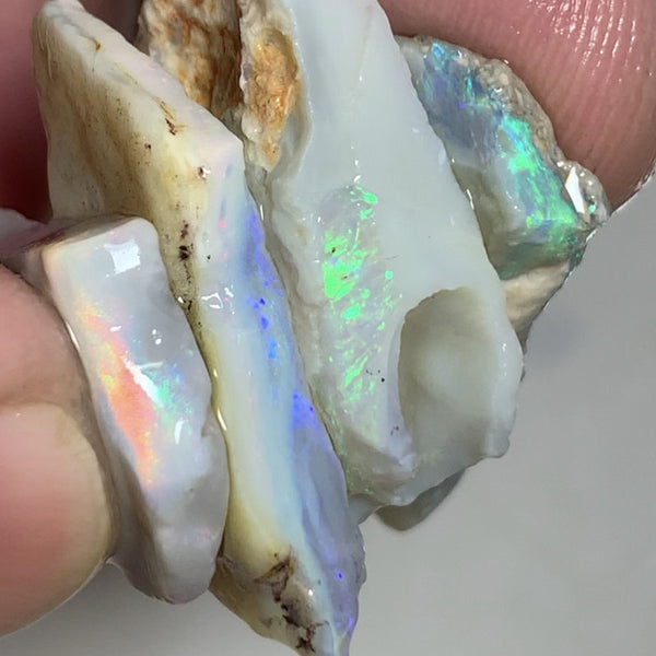 Lightning Ridge Rough Opal 63cts Semi Black Thick Seam stack Gorgeous Bright Fires/Multifires in bars 30x20x5mm to 22x18x4mm WSU01