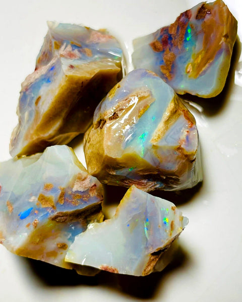 Lightning Ridge Rough Dark Base Huge Chunks of seam Opal Parcel 295cts Lots of Potential Showing nice colours & bars 33x28x25mm to 28x20x13mm WAC11