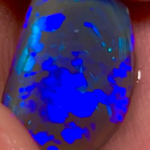 Lightning Ridge Gem Bright Dark Base Crystal Knobby Rub/preform 3.95cts Gorgeous Full face of mixed patterns with Bright Royal Blue fires 14x9x3.5mm NSW042