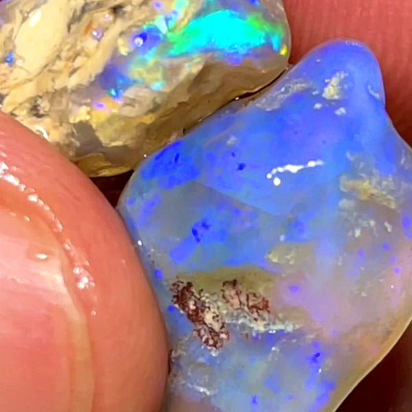 Lightning Ridge 34cts Big Bright knobby Opal rough pair lots of fires showing 22x17x10 & 19x15x9 mm 1128