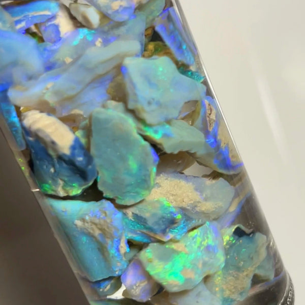 Lightning Ridge Dark Seam opal rough 115cts Lots Bright Colours to Cut 22x10x3 to 5x4x2mm NSW099 (jar not included)