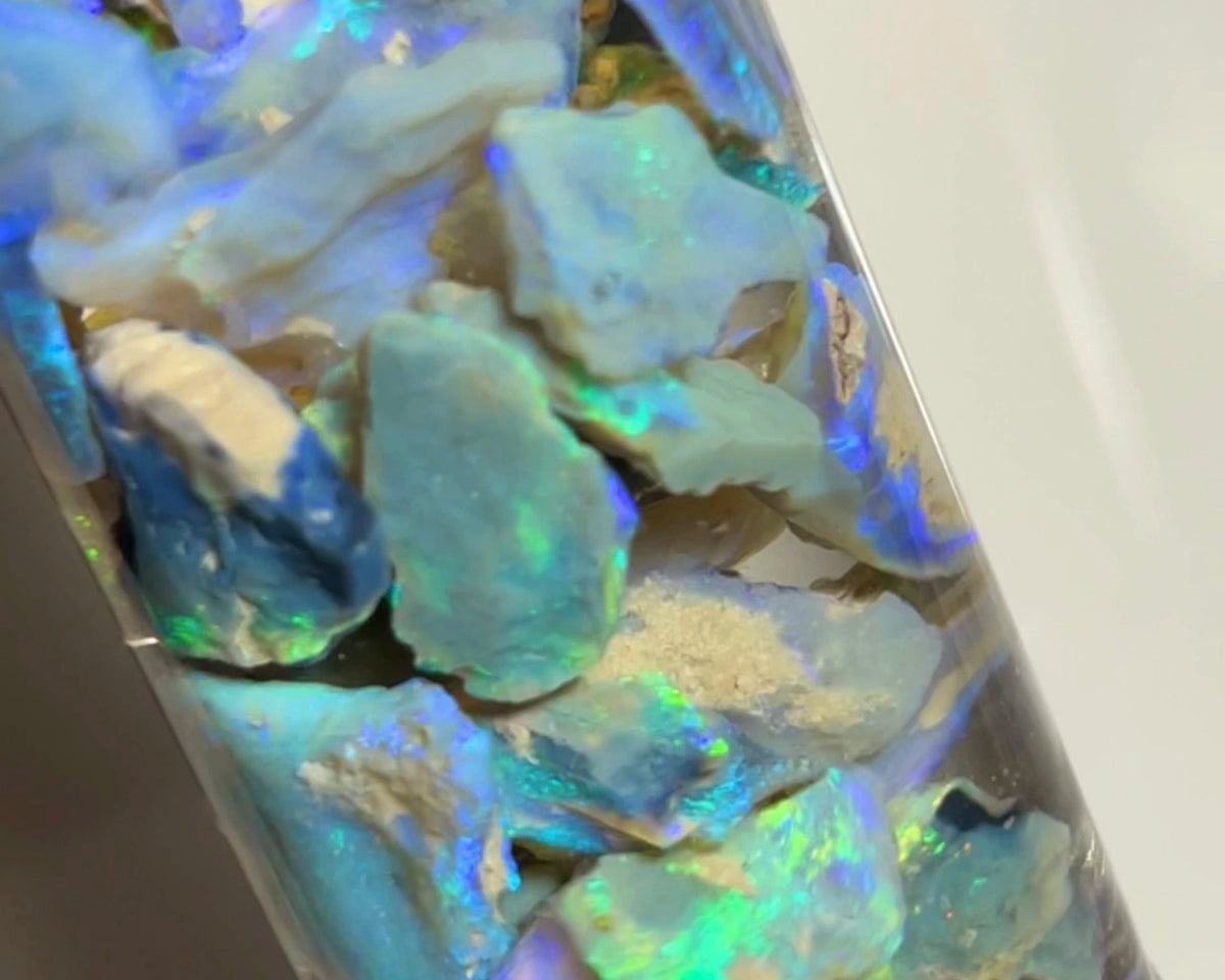 Lightning Ridge Dark Seam opal rough 115cts Lots Bright Colours to Cut 22x10x3 to 5x4x2mm NSW099 (jar not included)