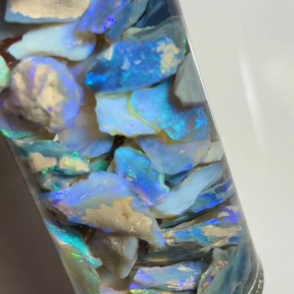 Lightning Ridge Dark Seam opal rough 115cts Lots Bright Colours to Cut 22x10x3 to 5x4x2mm NSW099 (jar not included)