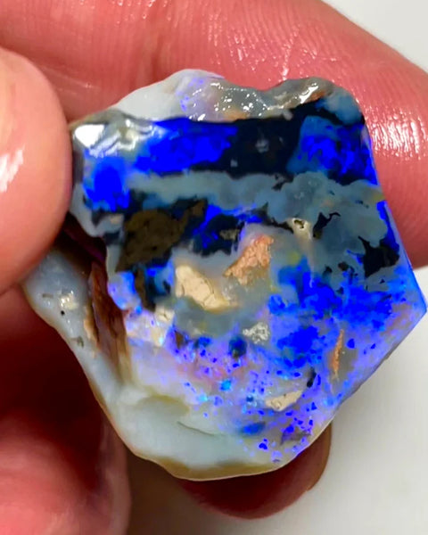 Huge Sized Picture stone rub Black/Dark Seam opal rub/rough 58cts L/Ridge Gorgeous Blues 30x24x12 mm SKU#0896