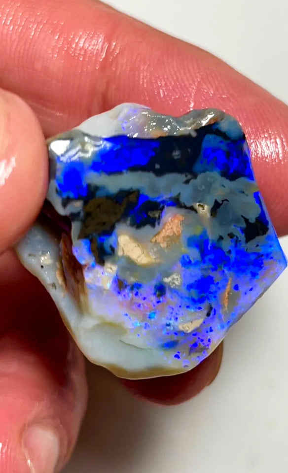 Huge Sized Picture stone rub Black/Dark Seam opal rub/rough 58cts L/Ridge Gorgeous Blues 30x24x12 mm SKU#0896