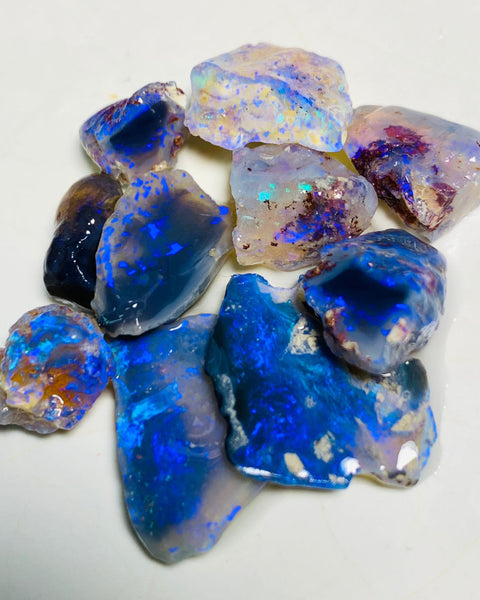 Lightning Ridge Rough n Rub Parcel Black, Dark & Crystal Opal From the Miners Bench®  43cts Bright blue fires 19x14x3mm to 9x7x6mm WSQ91